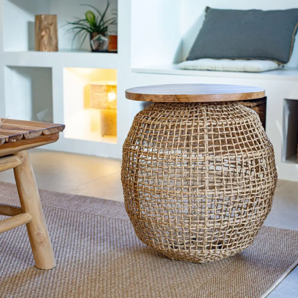 HYDILE | ANNIE - Table en corde et plateau en teck
